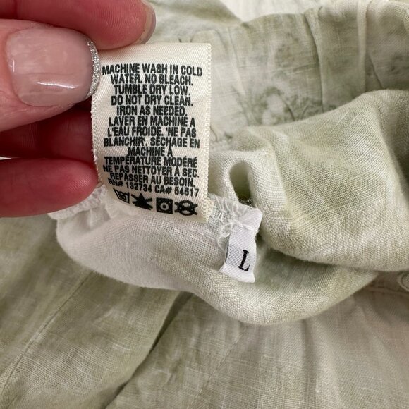 Bella Dahl Mint Green Linen Tie Dye Beach Boho Coastal Pull On Large Jogger Pant - Picture 6 of 7